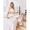 Ekouaer Pajama Sets for Women 2 Piece Short Sleeve Top Straight Pants Pjs(Khaki Apricot Stripes)