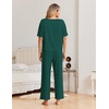 Ekouaer Pajama Sets for Women 2 Piece Short Sleeve Top Straight Pants Pjs(Lake Green)