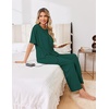 Ekouaer Pajama Sets for Women 2 Piece Short Sleeve Top Straight Pants Pjs(Lake Green)