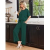 Ekouaer Pajama Sets for Women 2 Piece Short Sleeve Top Straight Pants Pjs(Lake Green)
