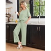 Ekouaer Pajama Sets for Women 2 Piece Short Sleeve Top Straight Pants Pjs(Light Green)