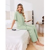 Ekouaer Pajama Sets for Women 2 Piece Short Sleeve Top Straight Pants Pjs(Light Green)