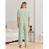 Ekouaer Pajama Sets for Women 2 Piece Short Sleeve Top Straight Pants Pjs(Light Green)