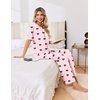 Ekouaer Pajama Sets for Women 2 Piece Short Sleeve Top Straight Pants Pjs(Pink Bows)