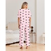 Ekouaer Pajama Sets for Women 2 Piece Short Sleeve Top Straight Pants Pjs(Pink Bows)