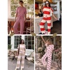 Ekouaer Pajama Sets for Women 2 Piece Short Sleeve Top Straight Pants Pjs(Pink Bows)