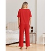 Ekouaer Pajama Sets for Women 2 Piece Short Sleeve Top Straight Pants Pjs(Red)