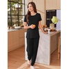 Ekouaer Pajamas for Womens Set Soft 2 Piece Loungewear with Jogger Pants(Black)