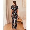 Ekouaer Pajamas for Womens Set Soft 2 Piece Loungewear with Jogger Pants(Black Halloween)