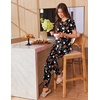 Ekouaer Pajamas for Womens Set Soft 2 Piece Loungewear with Jogger Pants(Black Halloween)