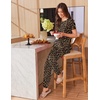 Ekouaer Pajamas for Womens Set Soft 2 Piece Loungewear with Jogger Pants(Brown Leopard Print)