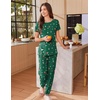 Ekouaer Pajamas for Womens Set Soft 2 Piece Loungewear with Jogger Pants(Green Christmas)