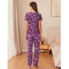 Ekouaer Pajamas for Womens Set Soft 2 Piece Loungewear with Jogger Pants(Halloween Purple)