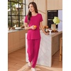 Ekouaer Pajamas for Womens Set Soft 2 Piece Loungewear with Jogger Pants(Hot Pink)