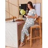 Ekouaer Pajamas for Womens Set Soft 2 Piece Loungewear with Jogger Pants(Light Grey Star)