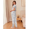 Ekouaer Pajamas for Womens Set Soft 2 Piece Loungewear with Jogger Pants(Light Grey Star)