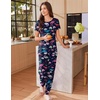 Ekouaer Pajamas for Womens Set Soft 2 Piece Loungewear with Jogger Pants(Navy Blue Dinosaur)