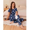 Ekouaer Pajamas for Womens Set Soft 2 Piece Loungewear with Jogger Pants(Navy Christmas)