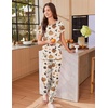 Ekouaer Pajamas for Womens Set Soft 2 Piece Loungewear with Jogger Pants(Orange)