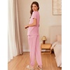 Ekouaer Pajamas for Womens Set Soft 2 Piece Loungewear with Jogger Pants(Pink)