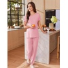 Ekouaer Pajamas for Womens Set Soft 2 Piece Loungewear with Jogger Pants(Pink)