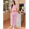 Ekouaer Pajamas for Womens Set Soft 2 Piece Loungewear with Jogger Pants(Pink Bow)