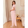 Ekouaer Pajamas for Womens Set Soft 2 Piece Loungewear with Jogger Pants(Pink Stripe)