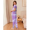 Ekouaer Pajamas for Womens Set Soft 2 Piece Loungewear with Jogger Pants(Purple Tie-dye)