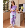 Ekouaer Pajamas for Womens Set Soft 2 Piece Loungewear with Jogger Pants(Purple Tie-dye)