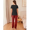 Ekouaer Pajamas for Womens Set Soft 2 Piece Loungewear with Jogger Pants(Red Plaid)
