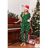 Ekouaer Womens Pajama Sets 2 Piece Lounge Set Short Sleeve Jogger Pants Pjs(Green Xmas)