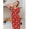 Ekouaer Womens Pajama Sets 2 Piece Lounge Set Short Sleeve Jogger Pants Pjs(Red Xmas)