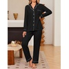 Ekouaer Women’s Pajama Sets Button Down Long Sleeve Top & Pants Sleep sets(Black)