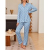 Ekouaer Women’s Pajama Sets Button Down Long Sleeve Top & Pants Sleep sets(Blue Floral)