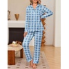 Ekouaer Women’s Pajama Sets Button Down Long Sleeve Top & Pants Sleep sets(Blue Plaid)