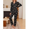 Ekouaer Women’s Pajama Sets Button Down Long Sleeve Top & Pants Sleep sets(Bows Black)