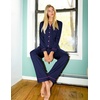 Ekouaer Women’s Pajama Sets Button Down Long Sleeve Top & Pants Sleep sets(Navy Blue)