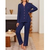 Ekouaer Women’s Pajama Sets Button Down Long Sleeve Top & Pants Sleep sets(Navy Blue)