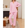 Ekouaer Women’s Pajama Sets Button Down Long Sleeve Top & Pants Sleep sets(Pink)