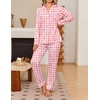 Ekouaer Women’s Pajama Sets Button Down Long Sleeve Top & Pants Sleep sets(Pink Bow Plaid)