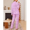 Ekouaer Women’s Pajama Sets Button Down Long Sleeve Top & Pants Sleep sets(Purple Pink Plaid)