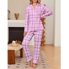 Ekouaer Women’s Pajama Sets Button Down Long Sleeve Top & Pants Sleep sets(Purple Pink Plaid)