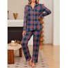 Ekouaer Women’s Pajama Sets Button Down Long Sleeve Top & Pants Sleep sets(Red Blue Plaid)
