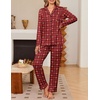 Ekouaer Women’s Pajama Sets Button Down Long Sleeve Top & Pants Sleep sets(Red Bow Plaid)