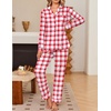 Ekouaer Women’s Pajama Sets Button Down Long Sleeve Top & Pants Sleep sets(Red White Plaid)