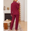 Ekouaer Women’s Pajama Sets Button Down Long Sleeve Top & Pants Sleep sets(Wine Red)