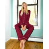 Ekouaer Women’s Pajama Sets Button Down Long Sleeve Top & Pants Sleep sets(Wine Red)