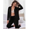 Ekouaer Women’s Pajama Sets Soft Long Sleeve Pjs Cute Button Down Sleepwear(Black)