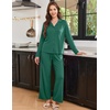 Ekouaer Women’s Pajama Sets Soft Long Sleeve Pjs Cute Button Down Sleepwear(Blue Green)