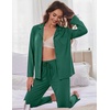 Ekouaer Women’s Pajama Sets Soft Long Sleeve Pjs Cute Button Down Sleepwear(Blue Green)